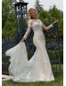 Boat Neck Beaded Ivory Lace Tulle V Back Gorgeous Wedding Dress